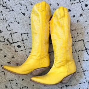 R13 YELLOW WESTERN POINTED TOE BOOTS, SIZE 40
